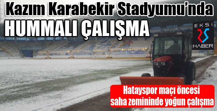 Hatayspor maçı öncesi saha zemininde yoğun çalışma