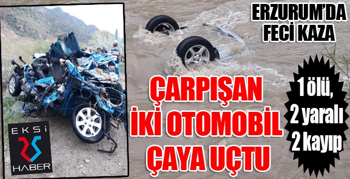 İki otomobil çaya düştü: 1 ölü, 2 yaralı, 2 kayıp