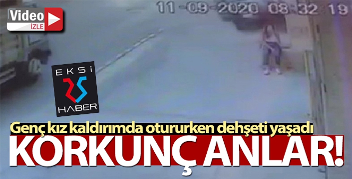 Kaldırımda oturan genç kıza otomobil çarptı, o anlar kameraya yansıdı