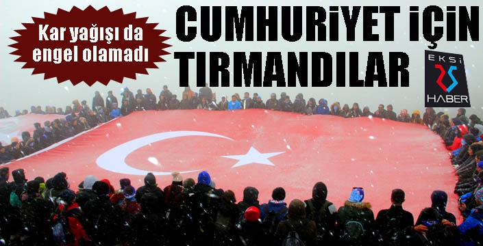 Kar yağışı altında ‘Cumhuriyet Tırmanışı’