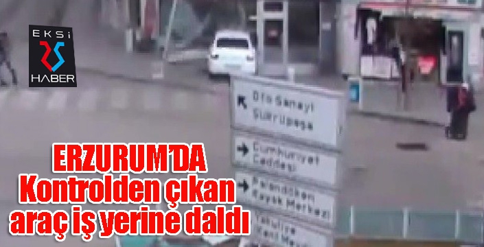 Kontrolden çıkan araç iş yerine daldı