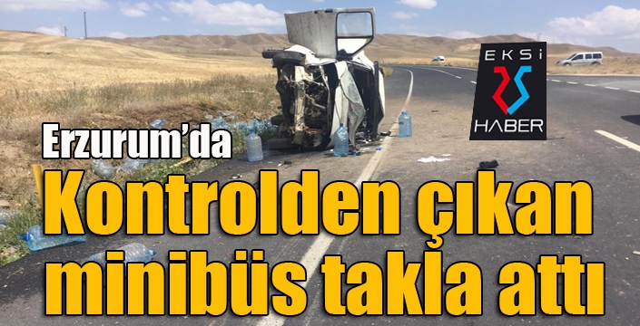 Kontrolden çıkan minibüs takla attı: 1 yaralı