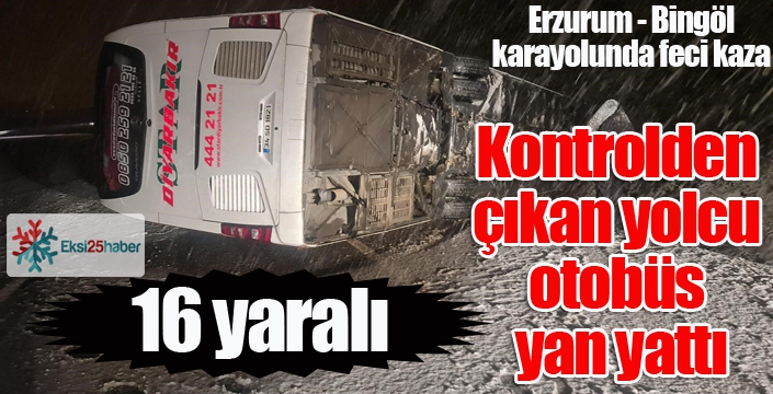 Kontrolden çıkan yolcu otobüs yan yattı: 16 yaralı