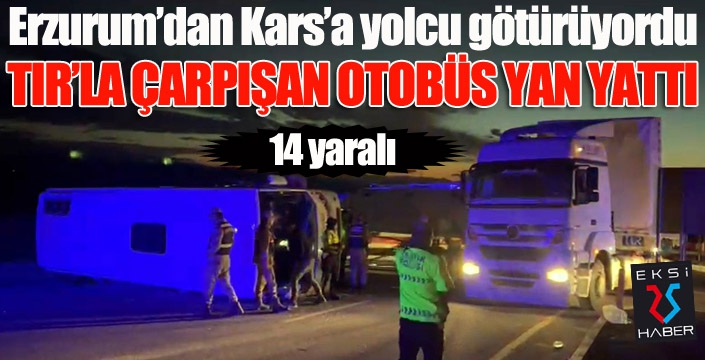 Midibüs ile tır çarpıştı: 14 yaralı