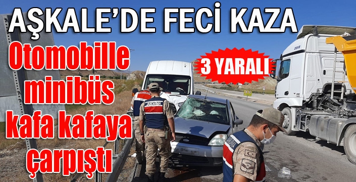 Otomobille minibüs kafa kafaya çarpıştı: 3 yaralı...