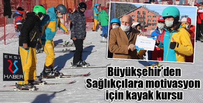 Sağlıkçılara motivasyon için kayak kursu düzenlendi