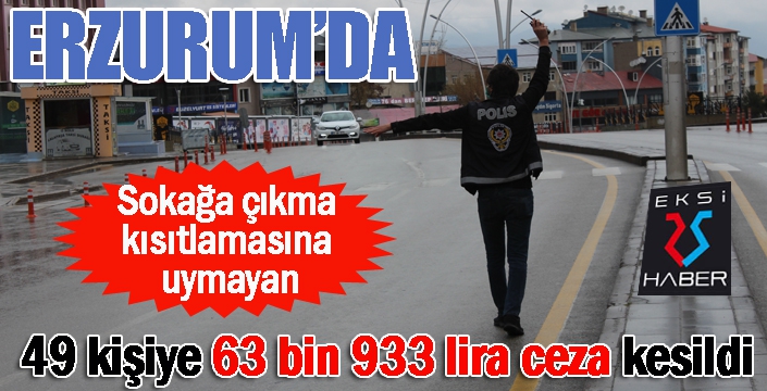 Sokağa çıkma kısıtlamasına uymayan 49 kişiye 63 bin 933 lira ceza kesildi