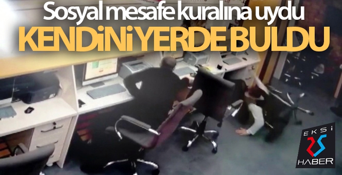 Sosyal mesafe kuralına uydu, kendini yerde buldu