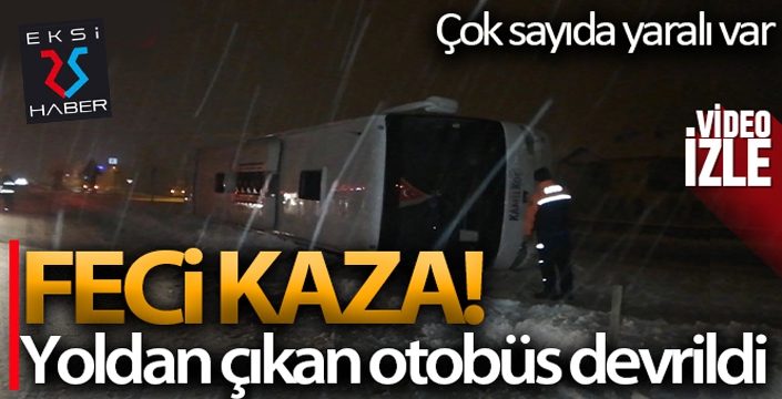 Tokat'ta yoldan çıkan otobüs devrildi: 13 yaralı