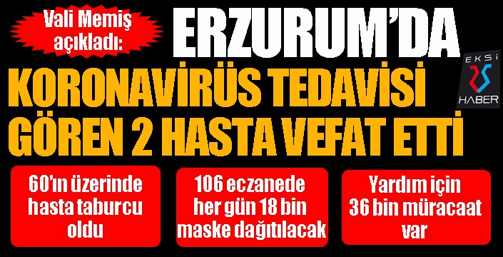 Vali Memiş: “Erzurum’da 2 hastamızı kaybettik 60’ın üzerinde taburcumuz var”