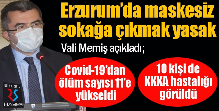 Vali Memiş: “Erzurum’da maskesiz sokağa çıkmak kesinlikle yasak”