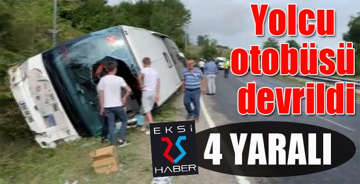 Yolcu otobüsü devrildi: 4 yaralı!