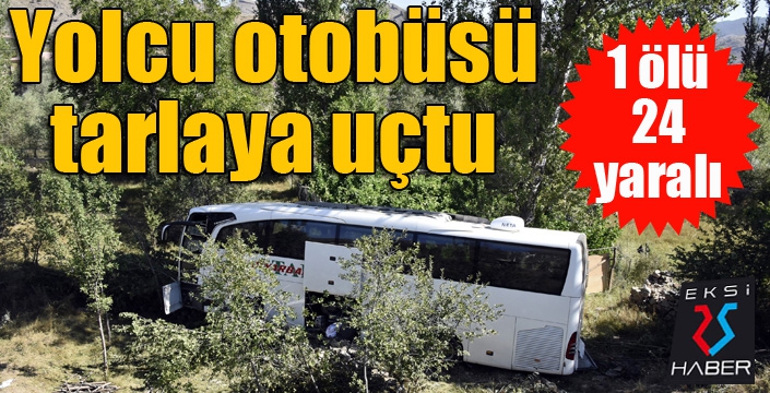 Yolcu otobüsü tarlaya uçtu: 1 ölü, 24 yaralı...